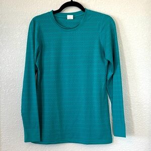 Zyia Active Women's Top Size Small Teal Green Crew Neck Mesh Spandex Active Top